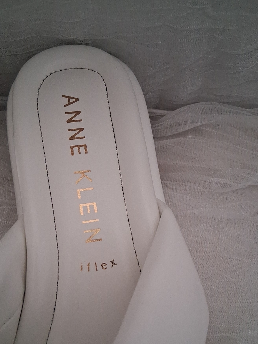Anne Klein White Knotted Slide Mules - Picture 7 of 7